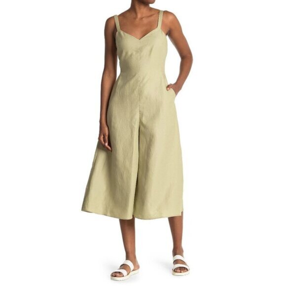 NWT Club Monaco khaki green wide leg jumpsuit 4 - Picture 3 of 13